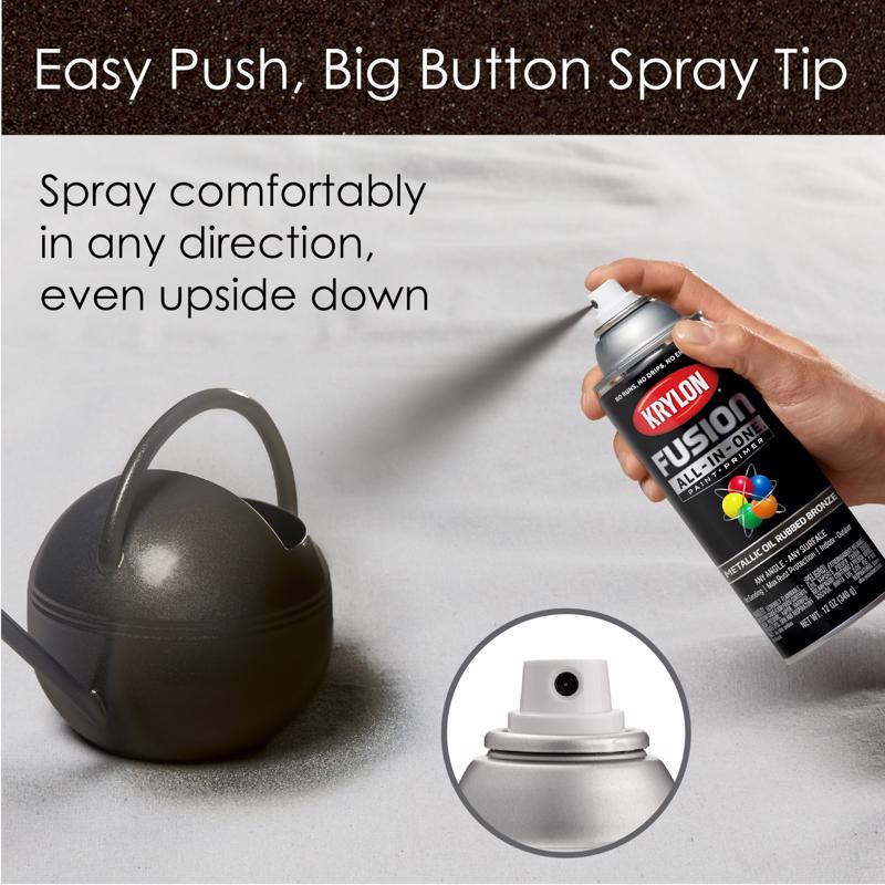 Krylon Fusion All-In-One Metallic Oil Rubbed Bronze Paint+Primer Spray Paint 12 oz, Pack of 6