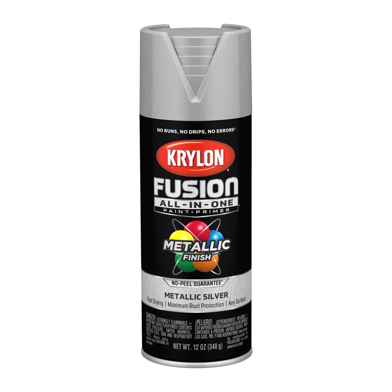Krylon Fusion All-In-One Metallic Silver Paint+Primer Spray Paint 12 oz, Pack of 6