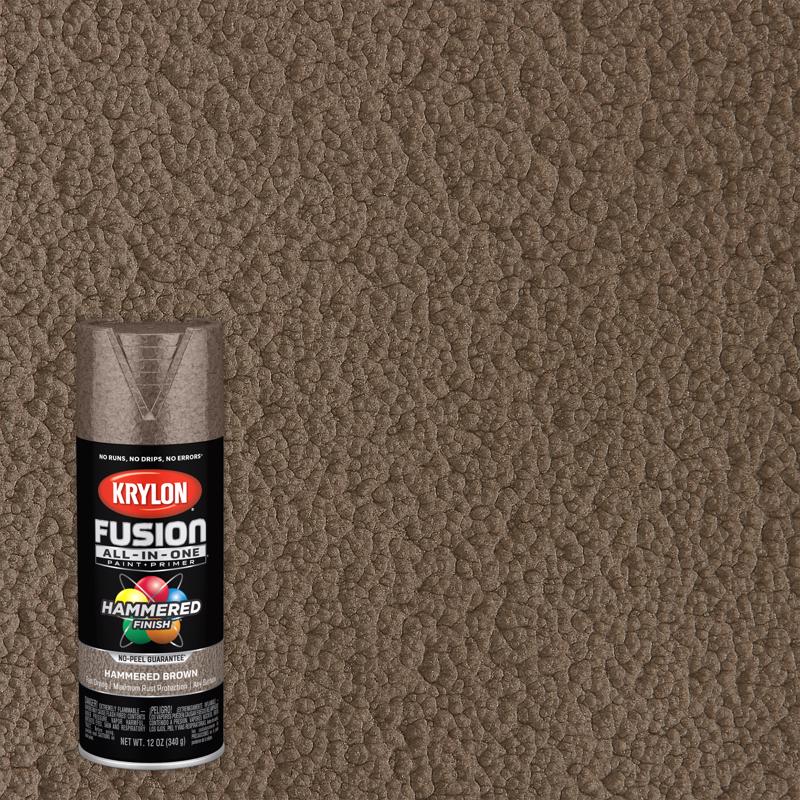Krylon Fusion All-In-One Hammered Brown Paint+Primer Spray Paint 12 oz, Pack of 6