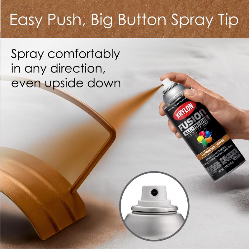 Krylon Fusion All-In-One Hammered Copper Paint+Primer Spray Paint 12 oz, Pack of 6