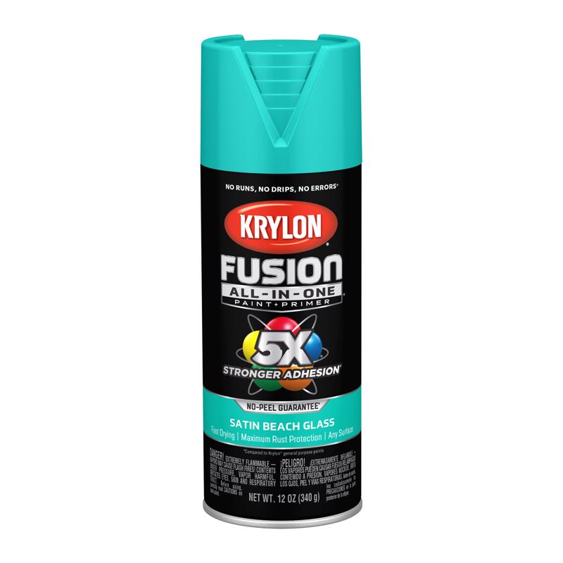 Krylon Fusion All-In-One Satin Beach Glass Paint+Primer Spray Paint 12 oz, Pack of 6