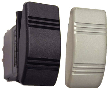 Contura III Non-Illuminated Weather Resistant Rocker Switch, Mom On/Off/Mom On, Black & Gray