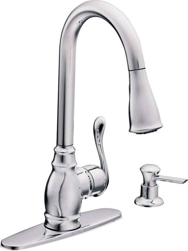 Moen CA87003SRS Kitchen Faucet, 1.5 gpm, 1-Handle, Metal, Stainless Steel, Deck Mounting, Lever Handle