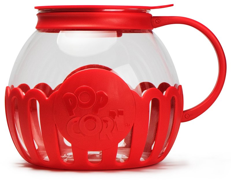 Ecolution Micro-Pop EKPRE-4230 DST Popcorn Popper, 3 qt Capacity, Glass, Red, Ergonomic Handle