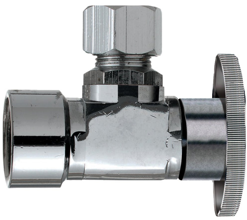 Plumb Pak PP51PCLF Angle Shut-Off Valve, 1/2 x 3/8 in Connection, FIP x Compression, Brass Body