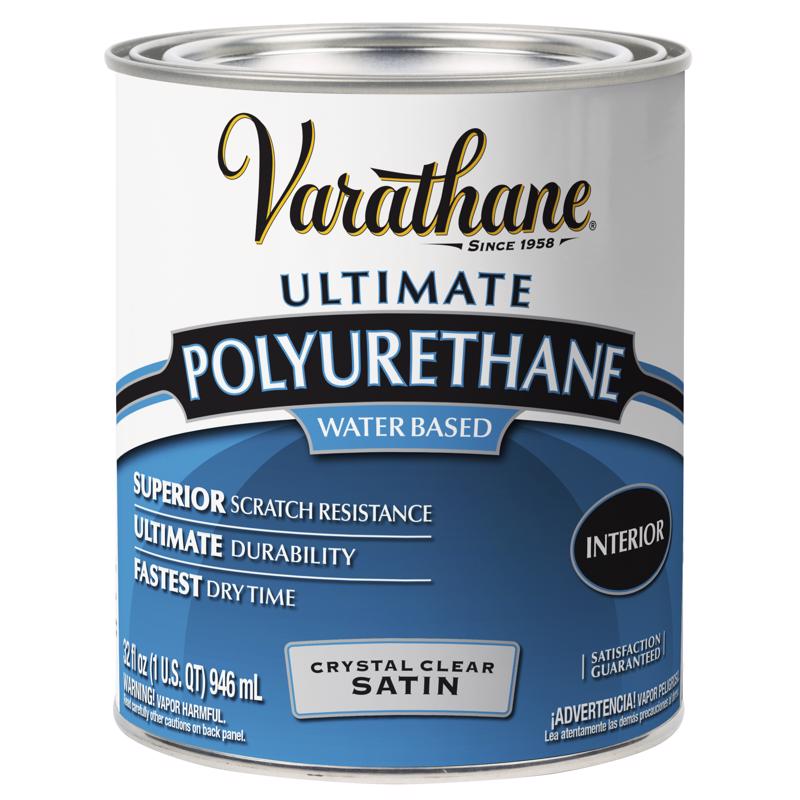 Varathane Ultimate Satin Crystal Clear Water-Based Polyurethane 1 qt, Pack of 2