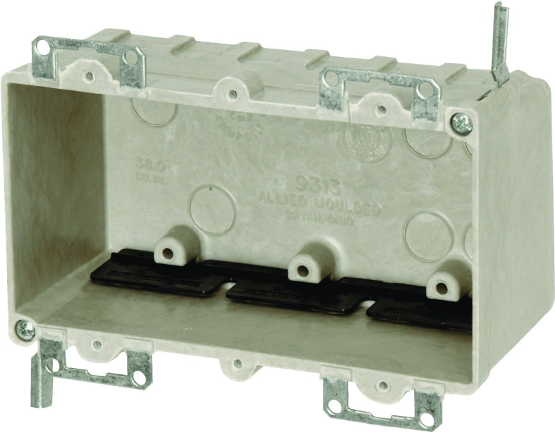 fiberglassBOX 9313-EWK Electrical Box, 3-Gang, Fiberglass Reinforced Polyester BMC, Beige/Tan