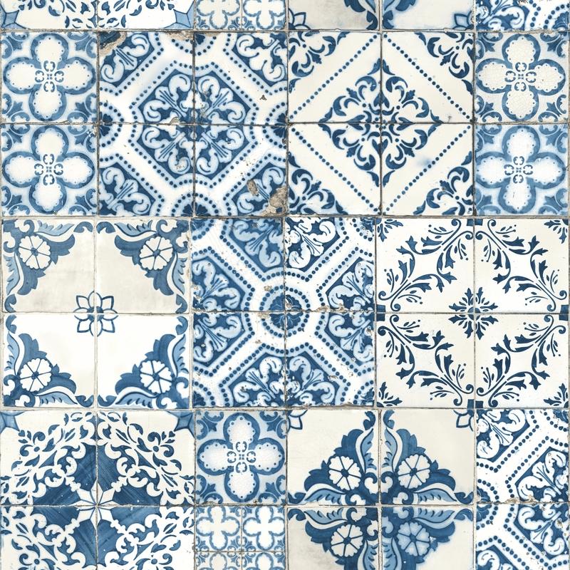 RoomMates 20.5 in. W X 16.5 in. L Mediterranian Tile Peel and Stick Wallpaper, Pack of 4