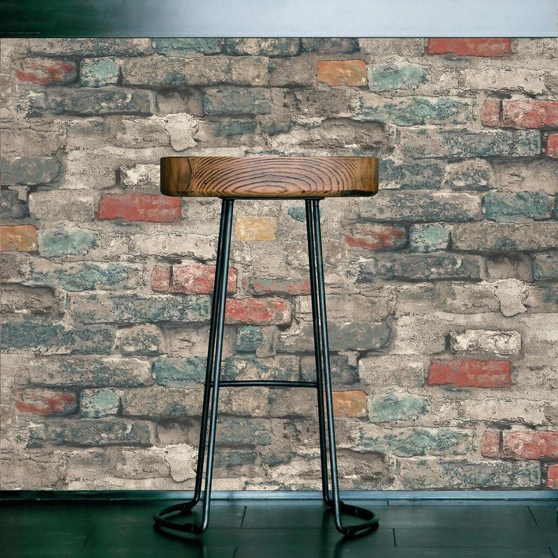 RoomMates 20.5 in. W X 16.5 in. L Brick Alley Peel and Stick Wallpaper, Pack of 4