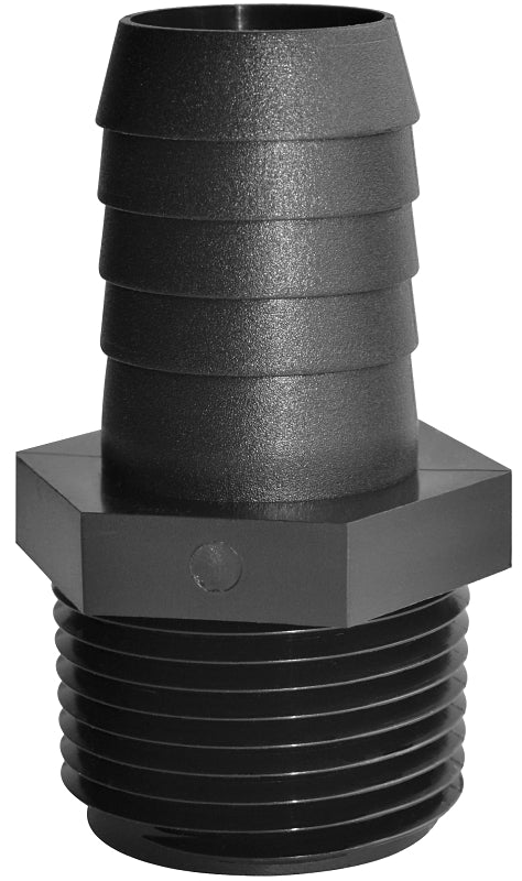 Green Leaf A3410PBG1 Straight Adapter, 3/4 in, MNPT, 1 in, Barb, Polypropylene