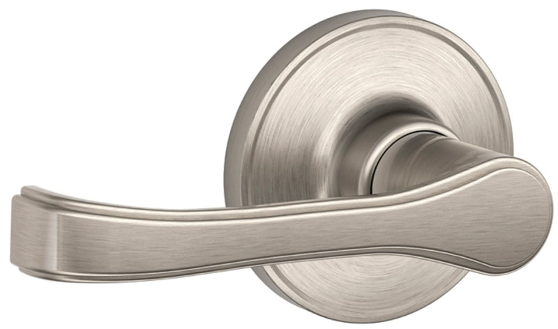 Schlage J Series J10TOR619 Passage Lever, Mechanical Lock, Satin Nickel, Metal, Residential, 7/8 in Housing Dia, 3 Grade