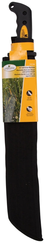 Landscapers Select JLO-006-N3L Machete, 23-1/2 in OAL, 18 in Blade, HCS Blade, Rubber Handle