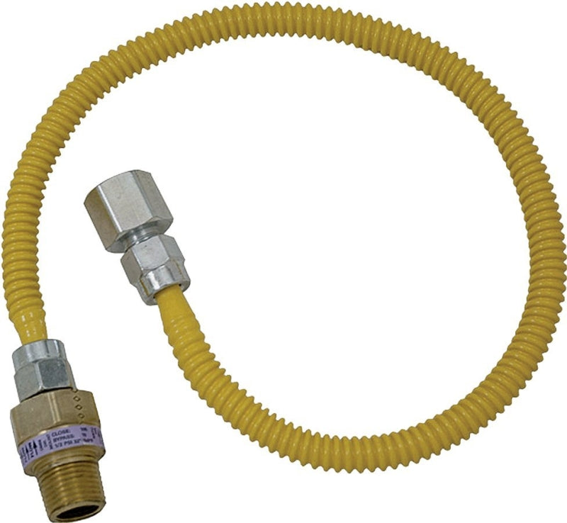 BrassCraft ProCoat Series CSSL54-12 Gas Connector, 1/2 in, MIP x FIP, Stainless Steel, Polymer-Coated, 12 in L