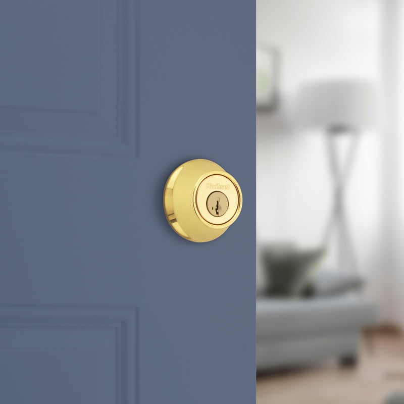 Kwikset 665 Series 665 3 SMT Deadbolt, 3 Grade, Keyed Key, Zinc, Polished Brass, 2-3/8 to 2-3/4 in Backset