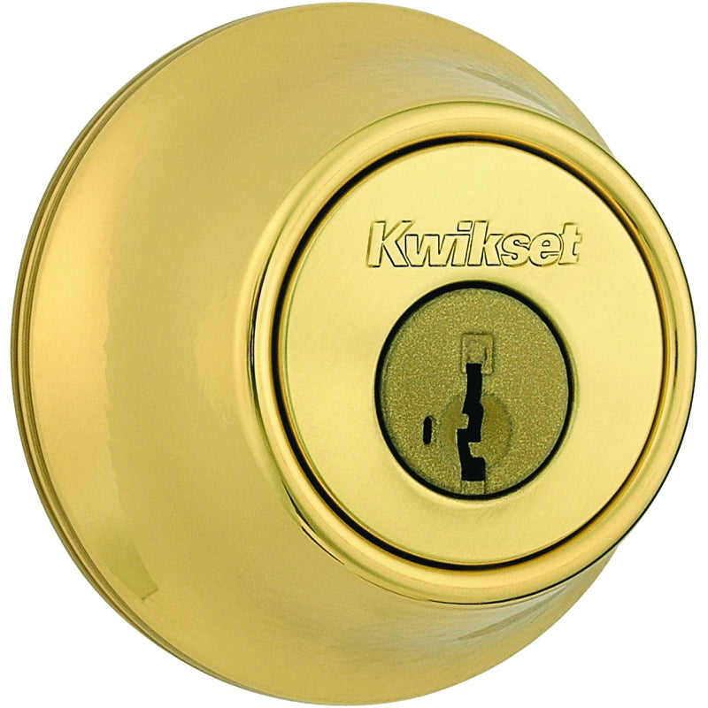 Kwikset 665 Series 665 3 SMT Deadbolt, 3 Grade, Keyed Key, Zinc, Polished Brass, 2-3/8 to 2-3/4 in Backset