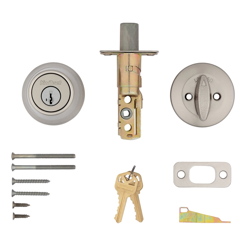 Kwikset 660 Series 660 15 SMT Deadbolt, 3 Grade, Keyed Key, Zinc, Satin Nickel, 2-3/8 to 2-3/4 in Backset, KW1 Keyway