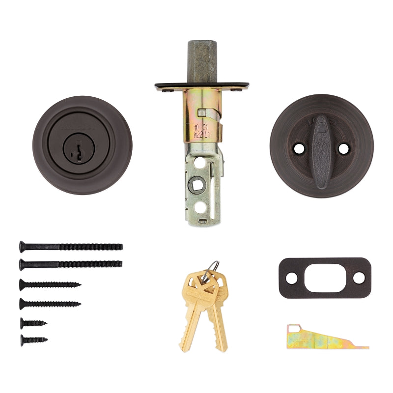 Kwikset 660 11P SMT F Deadbolt, 3 Grade, Keyed Key, Zinc, Venetian Bronze, 2-3/8 to 2-3/4 in Backset, KW1 Keyway