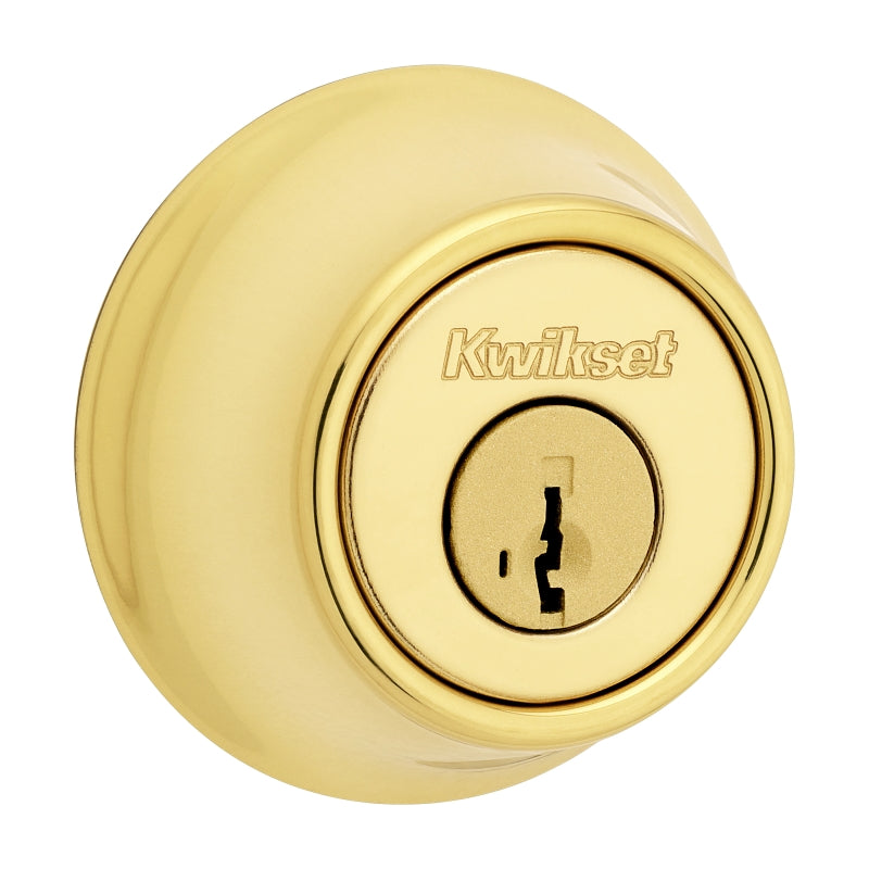 Kwikset 660 Series 6603SMTCPRCALK6 Deadbolt, 3 Grade, 1-Sided Key, Polished Brass, 2-3/8 to 2-3/4 in Backset, KW1 Keyway
