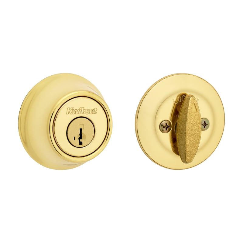 Kwikset 660 Series 6603SMTCPRCALK6 Deadbolt, 3 Grade, 1-Sided Key, Polished Brass, 2-3/8 to 2-3/4 in Backset, KW1 Keyway
