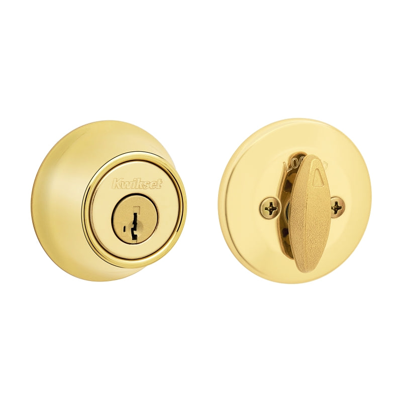 Kwikset 660 Series 660M 3 SMT CP RCS K6 Deadbolt, 3 Grade, Keyed Key, Zinc, Polished Brass, 2-3/8 to 2-3/4 in Backset