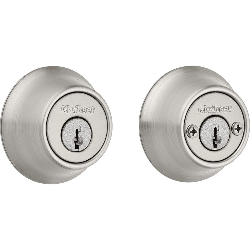 Kwikset 600 Series 665 15 RCAL RCS/5303 Deadbolt, 3 Grade, Keyed Key, Zinc, Satin Nickel, 2-3/8 to 2-3/4 in Backset