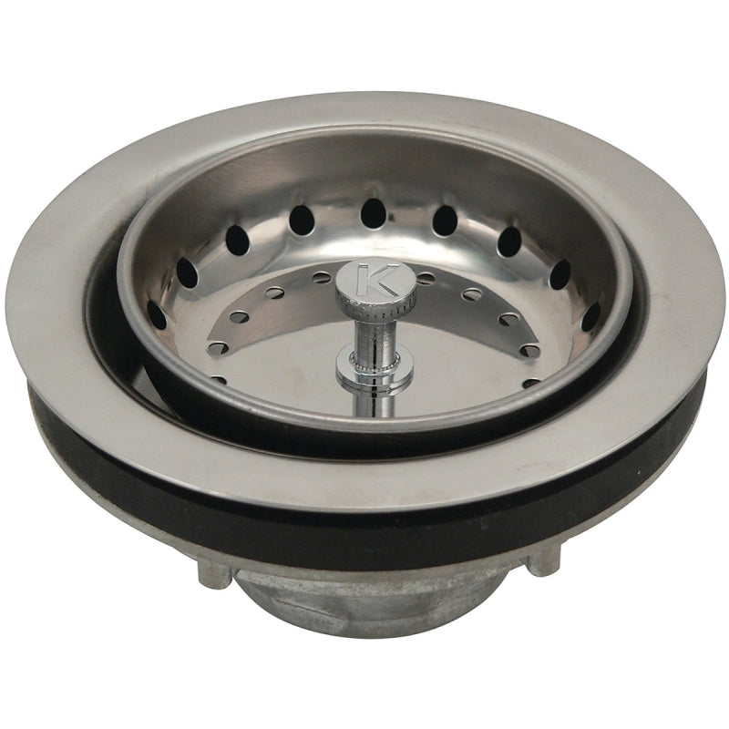 Keeney K5419 Basket Strainer Assembly with Spring Post, Stainless Steel, For: 3-1/2 in Dia Opening Sinks