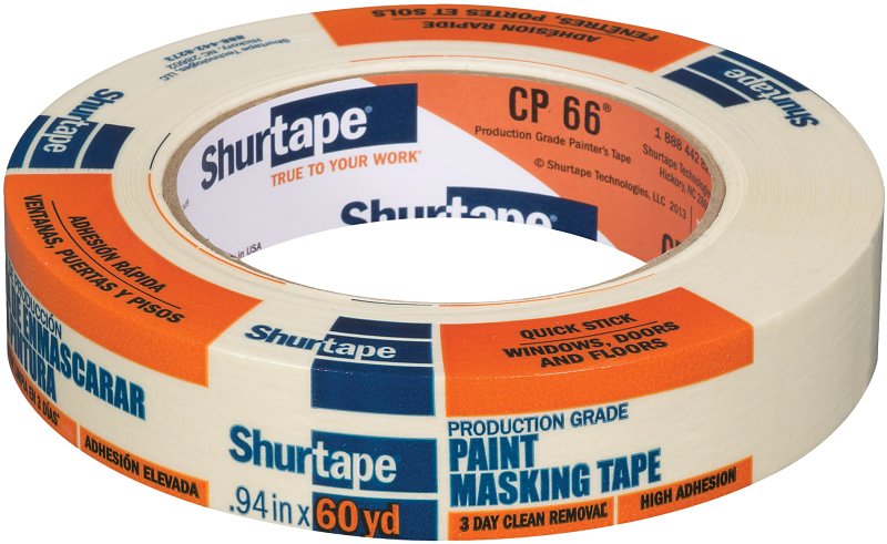 Shurtape CP 66 199898 Masking Tape, 55 m L, 24 mm W, 5.2 mil Thick, Crepe Paper Backing, Natural