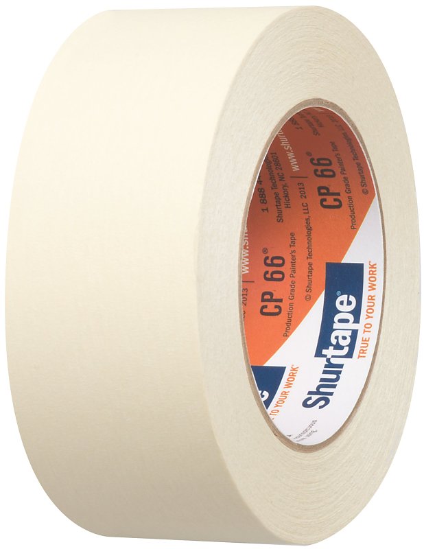 Shurtape CP 66 212293 Masking Tape, 60 yd L, 1.88 in W, 5.2 mil Thick, Crepe Paper Backing, Natural