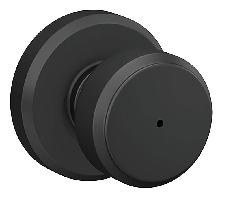 Schlage F Series F40VBWE622 Privacy Lockset, Round Design, Knob Handle, Matte Black, Metal, ADA Compliant