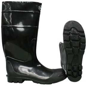 Boss 2KP2001 10 Knee Boots, Over-the-Sock, 10, Black, PVC, Plain Toe