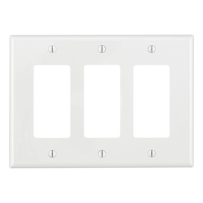 Decora R52-PJ263-00W Wallplate, 4.88 in L, 6-3/4 in W, 3 -Gang, Nylon, White