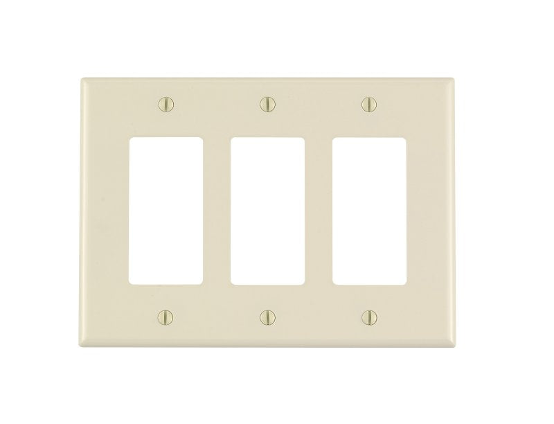 Decora PJ263-T Wallplate, 3-Gang, Thermoplastic Nylon, Light Almond