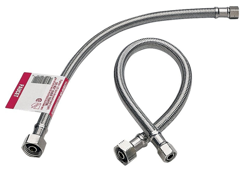 Fluidmaster 1F36 Water Supply Connector, 3/8 in Inlet, Compression Inlet, 1/2 in Outlet, FIP Outlet, 36 in L