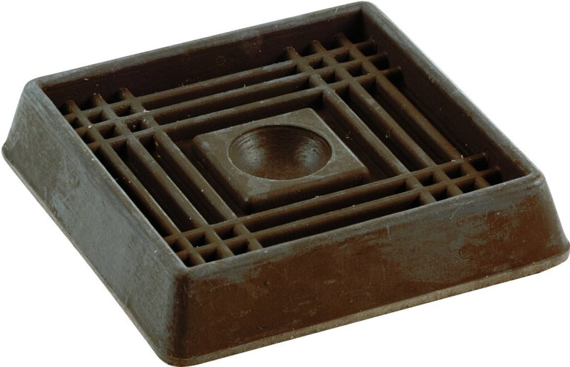 Shepherd Hardware 9078 Caster Cup, Square, 3 in Dimensions, Rubber, Brown, 2/PK