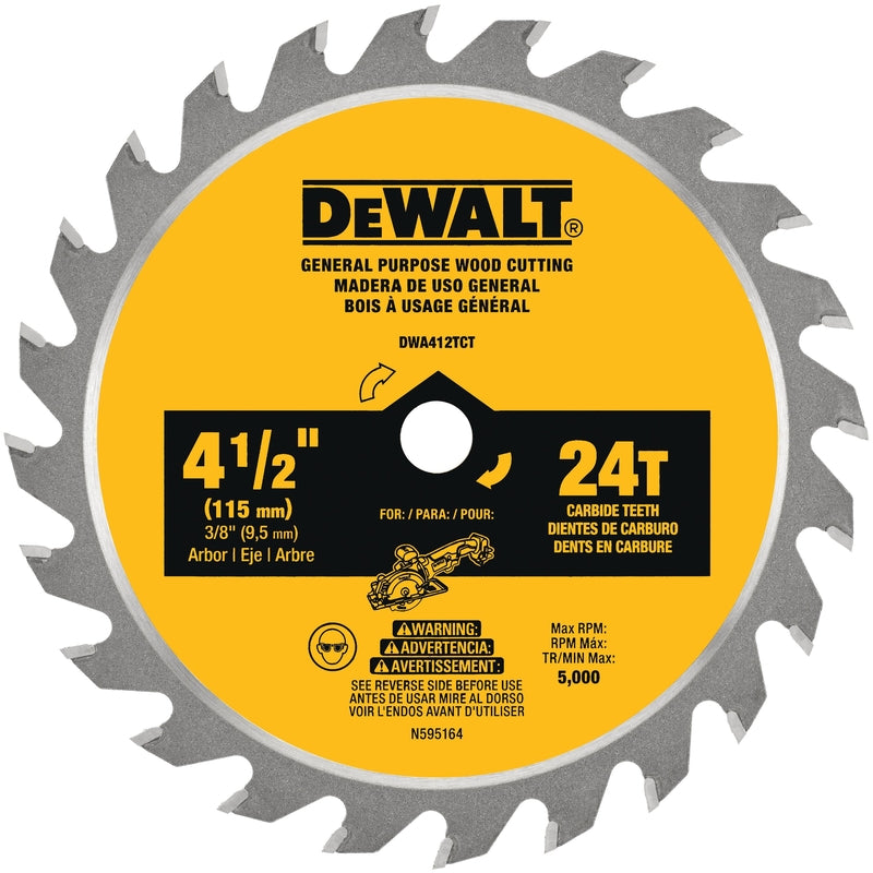 DeWalt 4-1/2 in. D X 3/8 in. Carbide Circular Saw Blade 24 teeth 1 pc
