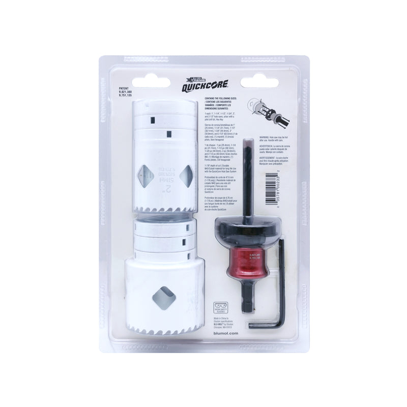 Blu-Mol Xtreme QuickCore Bi-Metal Hole Saw Set Arbor Included