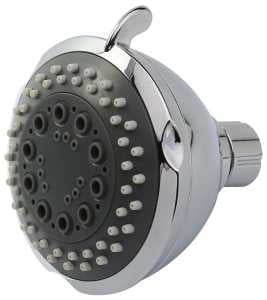 Boston Harbor TS02213CP Showerhead, 1.75 gpm, 1/2 in Connection, Threaded, 3-Spray Function, ABS, Chrome, 3-1/2 in L