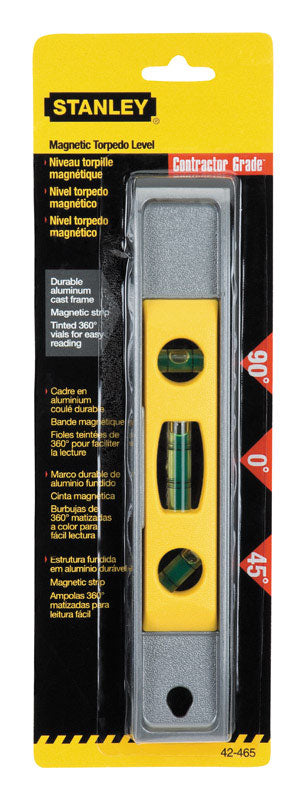 Stanley 9 in. Aluminum Magnetic Torpedo Level 3 vial