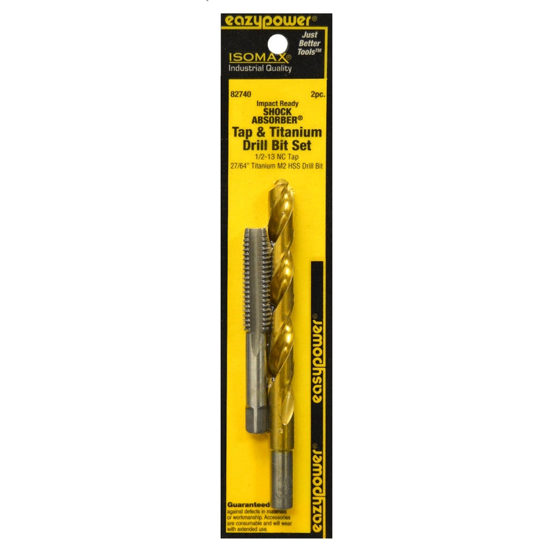 Eazypower SHOCK ABSORBER Series 82740 Tap and Drill Set, 1/2-13 Thread, UNC Thread, Straight Flute, HSS