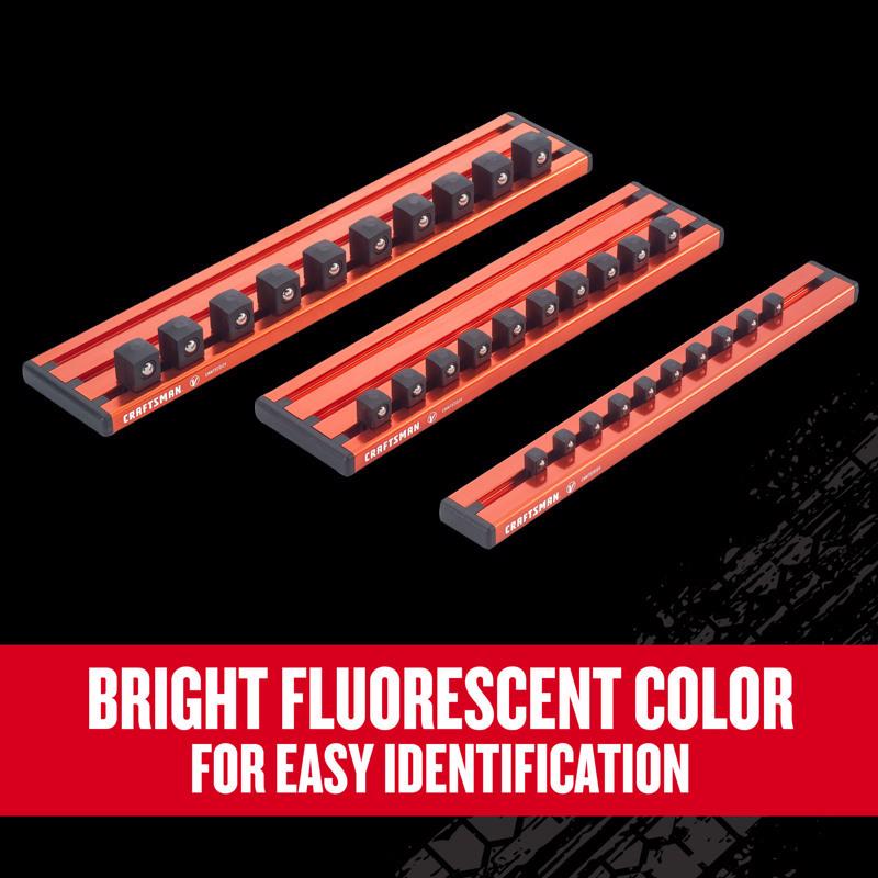 Craftsman V-Series 1/4, 3/8 and 1/2 in. drive Magnetic Socket Rail Set 3 pc