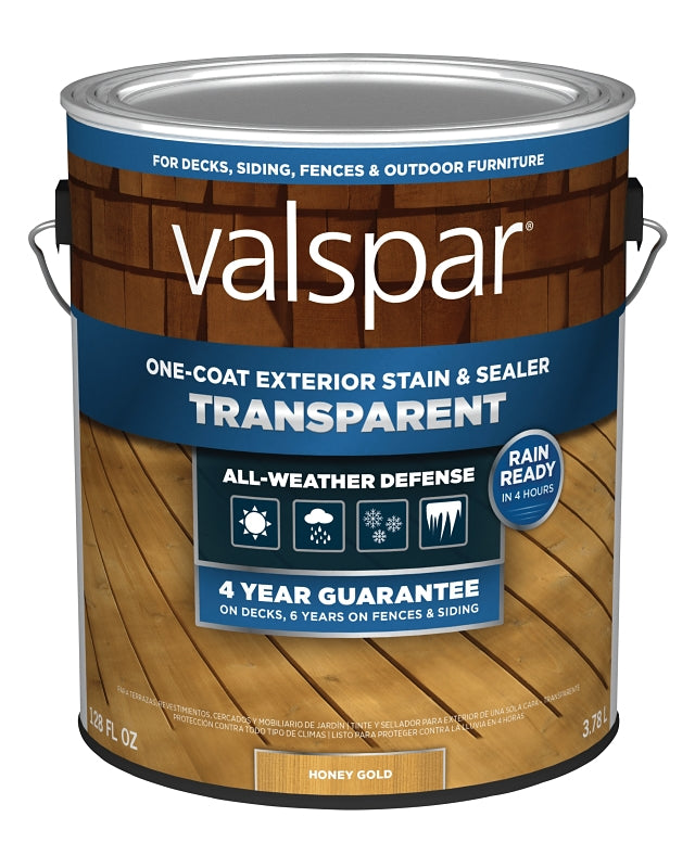 Valspar VL1028072-16 Stain and Sealer, Transparent, Honey Gold, Liquid, 1 gal, Pack of 4