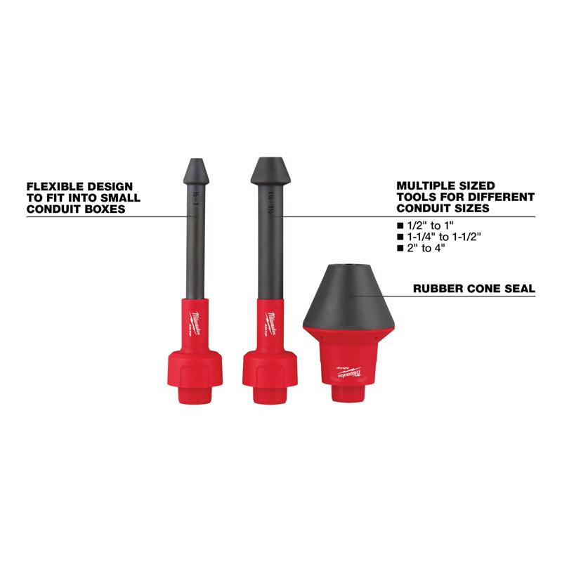 Milwaukee AIR-TIP 1-1/4 in. - 2-1/2 in. Shop Conduit Line Puller Kit Wet/Dry Vac Attachment 3 pc