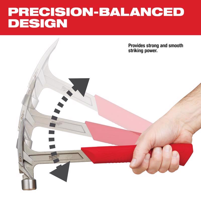 Milwaukee 20 oz Smooth Face Claw Hammer 14 in. Steel Handle
