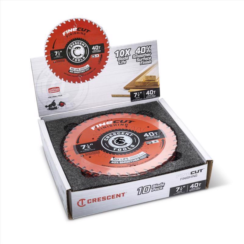 Crescent Finecut 7-1/4 in. D X 5/8 in. Carbide Tipped Finishing Saw Blade 40 teeth 10 pk, Pack of 10