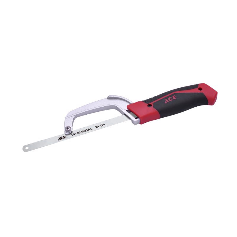 Ace 10 in. Bi-Metal Compact Hacksaw Black/Red 1 pc