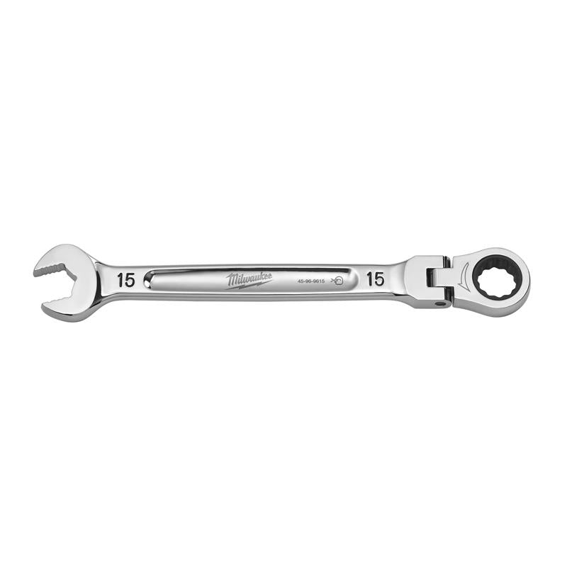 Milwaukee 15 mm X 15 mm 12 Point Metric Flex Head Combination Wrench 7.95 in. L 1 pc