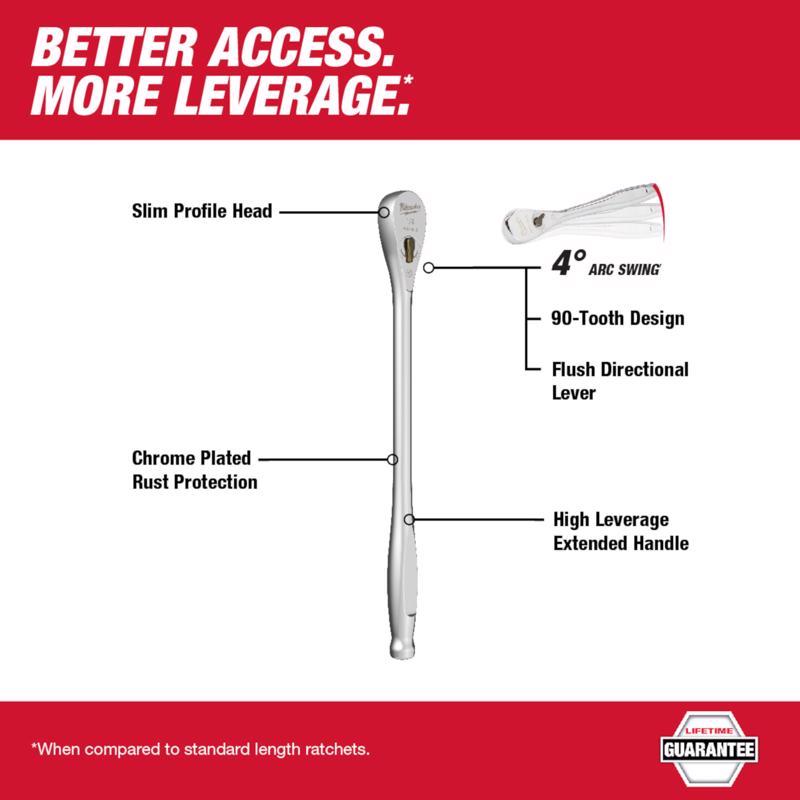 Milwaukee 1/4 in. drive SAE Ratchet 90 teeth