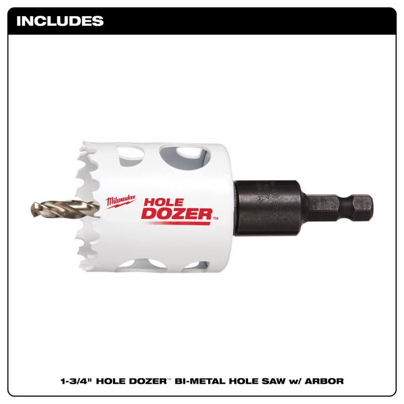 Milwaukee Hole Dozer 1-3/4 in. Bi-Metal Hole Saw with Arbor and Pilot Bit 1 pk, Pack of 2