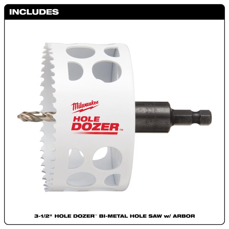 Milwaukee Hole Dozer 3-1/2 in. Bi-Metal Hole Saw with Arbor and Pilot Bit 1 pk, Pack of 2