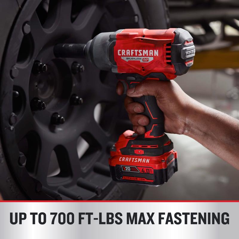 Craftsman V20 1/2 in. Cordless Brushless Impact Wrench w/Hog Ring Kit (Battery & Charger)